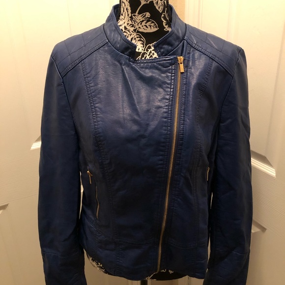 Black Rivet Jackets & Blazers - Black Rivet Blue Faux Leather Jacket